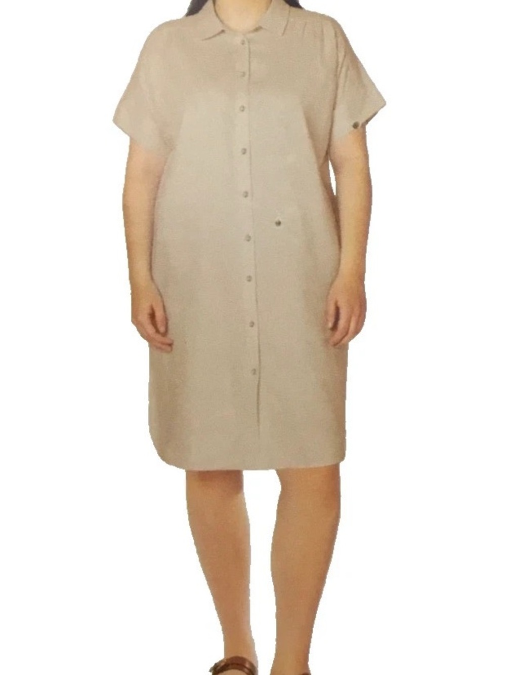 NWOT Well Worn Light Beige Linen-Texture Shirt